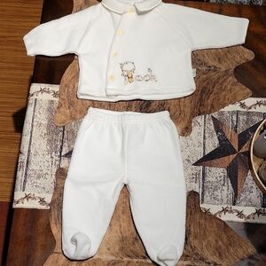 Disney White Baby Outfit with Colorful Pooh Label